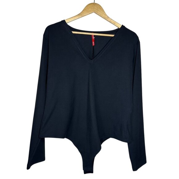 Spanx Suit Yourself Long Sleeve V Neck Bodysuit Womens Size 3X Slimming Shirt - Picture 5 of 10